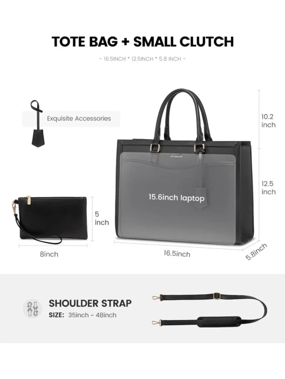 Stylish Large Laptop Tote Bag for Women, Work Computer Bag with Cup Holder